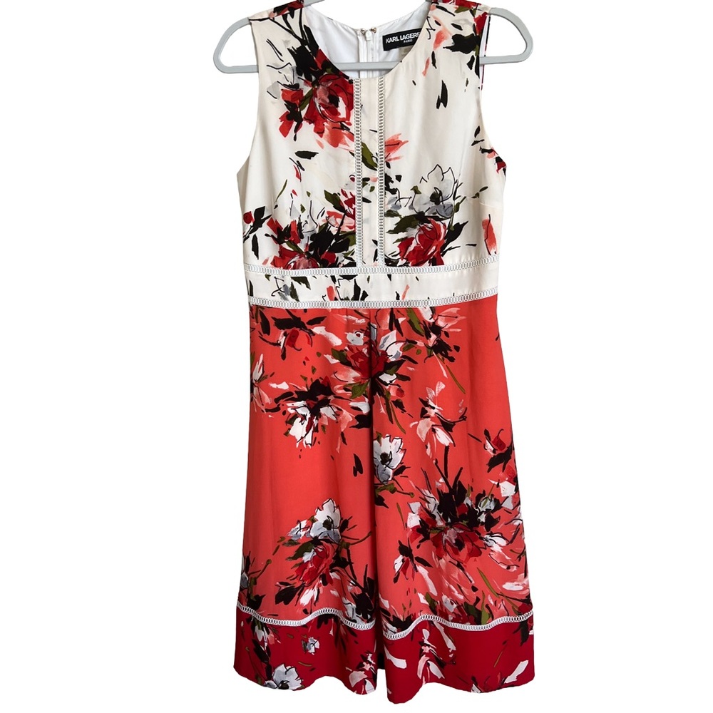 Karl Lagerfeld Red and White Floral Dress